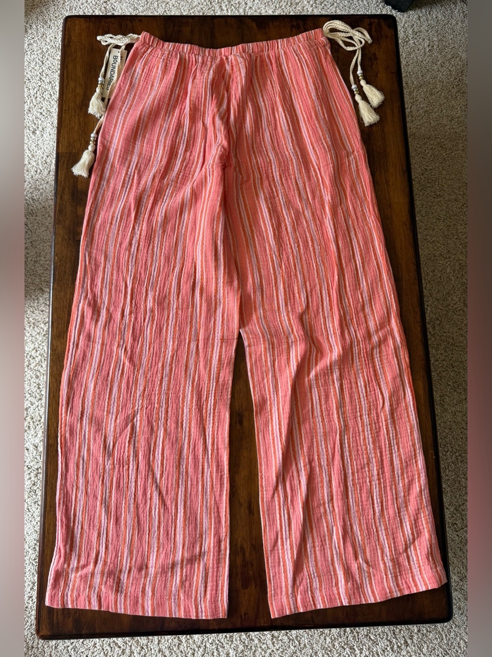 Striped Pink Gauze Beach Pants